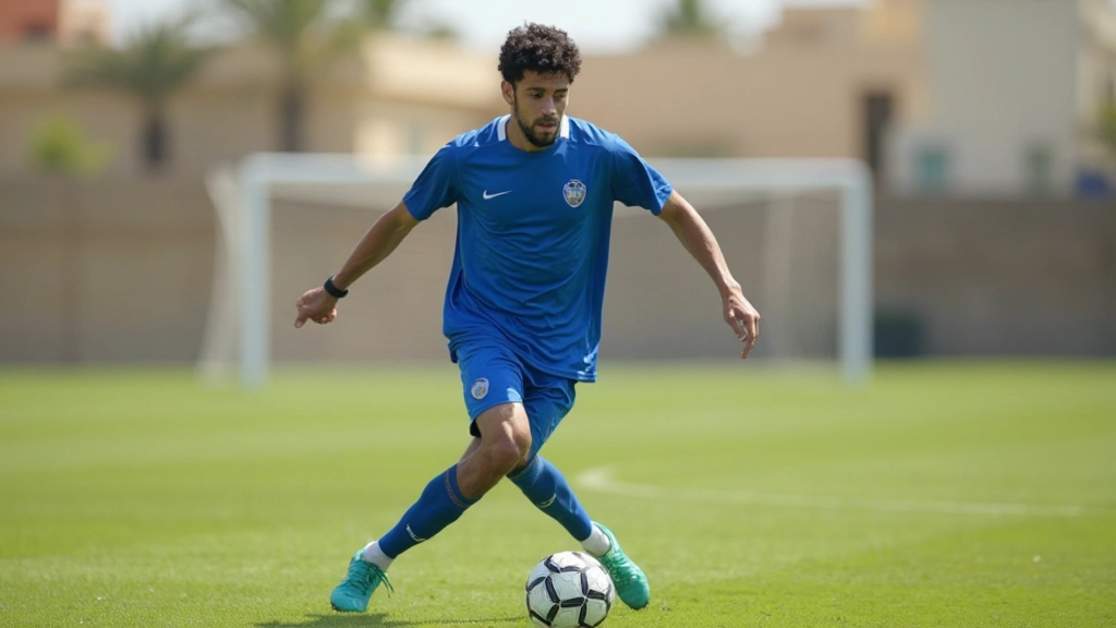 لاعب كرة قدم سريع يقوم بحركة رشيقة على الملعب