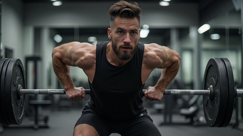 لاعب كرة قدم محترف يقوم بتمارين القوة في صالة الألعاب الرياضية الحديثة