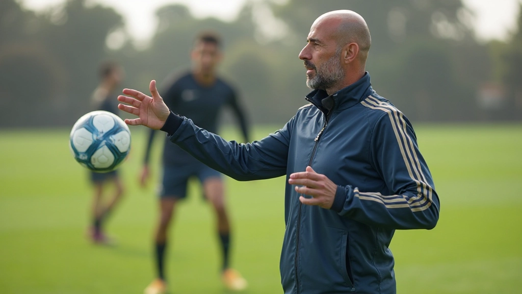 مدرب كرة قدم محترف يوضح تقنية التمرير للاعبين في الملعب