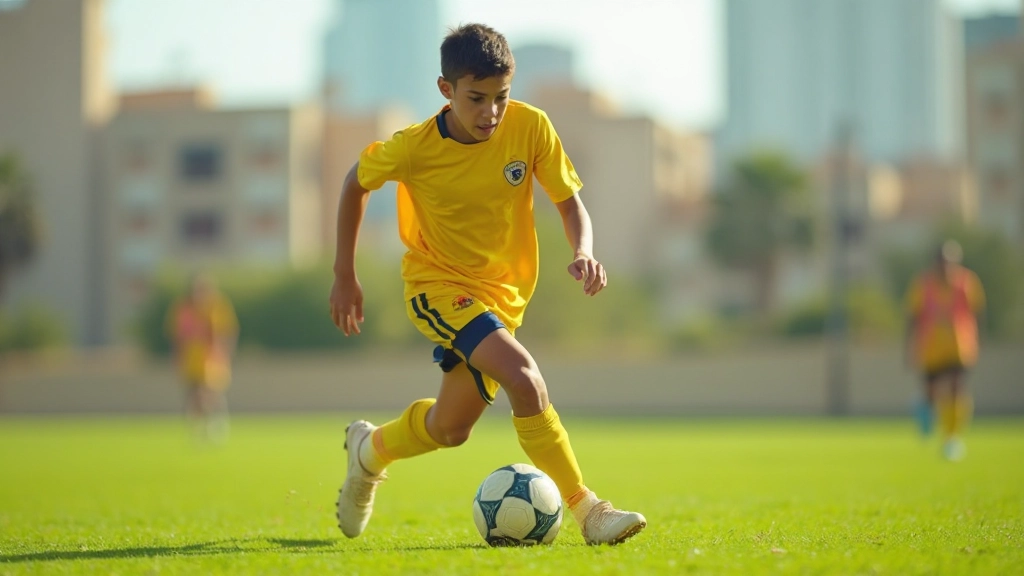 لاعب ناشئ يمارس تمارين السرعة والرشاقة في الملعب